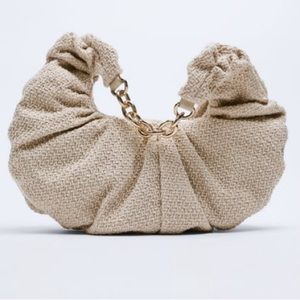 ZARA CHAIN TRIM PLEATED FABRIC BAG